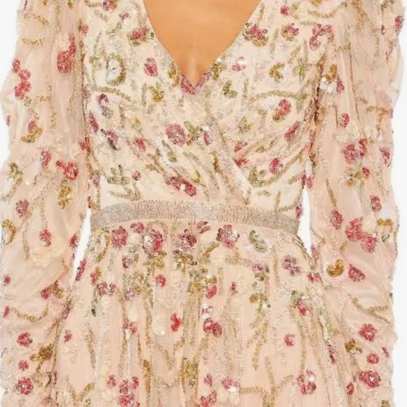 MAC DUGGAL 5580 DRESS. Size 6. Beaded V-Neck Midi Dress - Picture 4 of 8